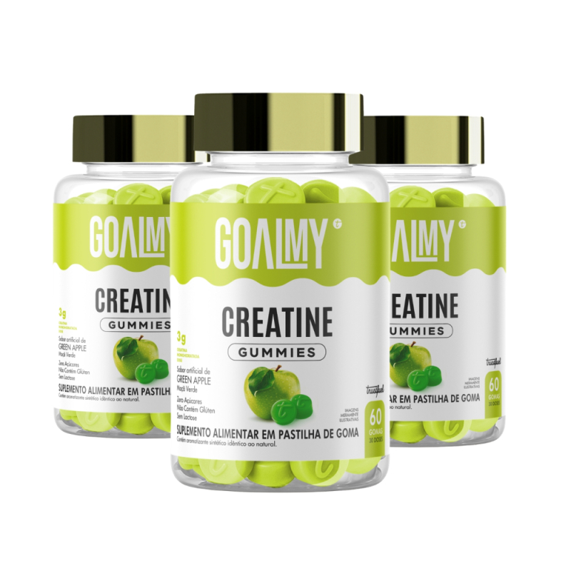 03 POTES CREATINA EM GOMAS COM 60 unid - GOALMY GUMMIES CREATINE 03 POTES CREATINA EM GOMAS COM 60 unid - GOALMY GUMMIES CREATINE
